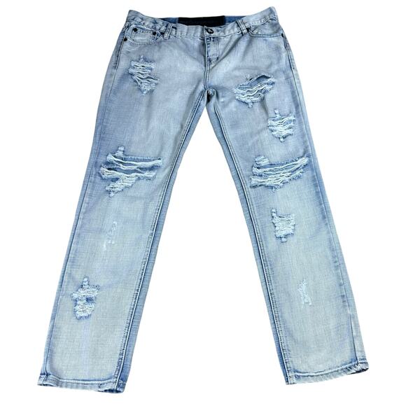ONE TEASPOON Light Wash Denim Jeans Distressed Straight Leg Women's Size 29 - Picture 1 of 11